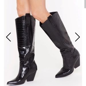 Nastygal faux croc boots
